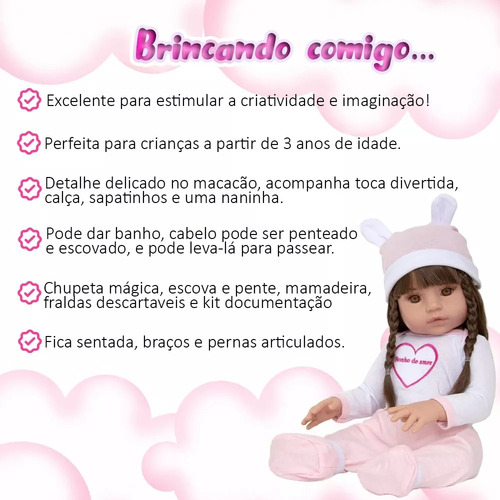Cegonha Reborn Dolls Boneca Bebê Reborn 100% Silicone 23 Itens Bolsa Maternidade