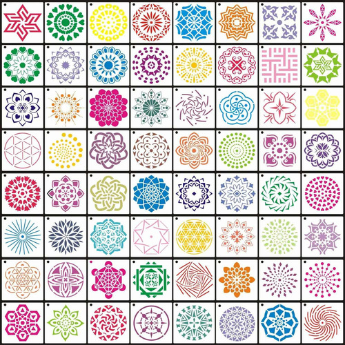 Paquete De 64 Plantillas De Pintura De Mandala Para Proyecto