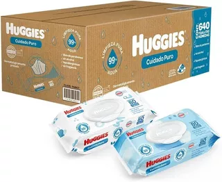 Toallitas Húmedas Huggies Cuidado Puro 99% Agua Caja 8paq/80