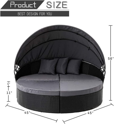 Sofa Redondo Para Exteriores Con Toldo Color Carbon Oakmont