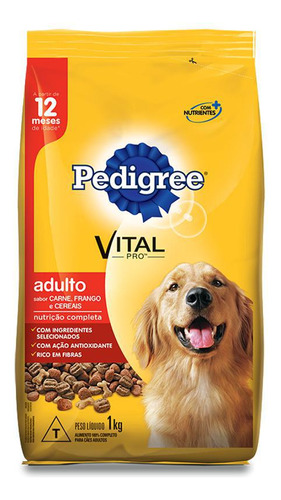 Ração Pedigree Carne Frango E Cereais Para Cães Adultos  1kg