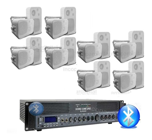 Combo Música Funcional Consola 240w 4 Zonas Bt Con 16 Bafles