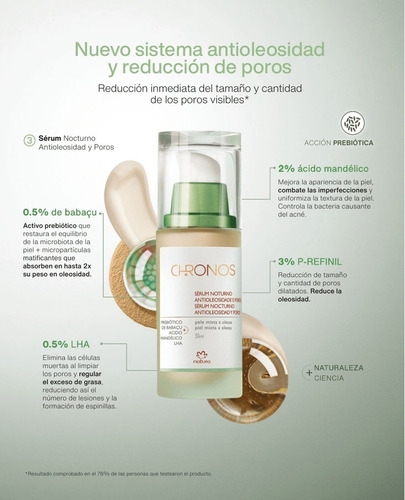 Imagen 2 de 3 de Natura Chronos Sérum Nocturno Antioleosidad Y Poros