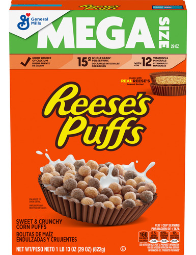 Reeses Puffs Cereal 822g | Chocolate Cacahuate Crujiente 2pz