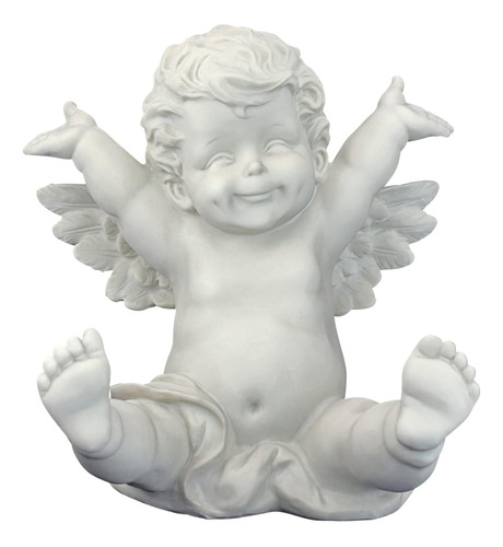 Estatua Angel Bebe Para Deco Del Hogar 30cm Resina Piedra