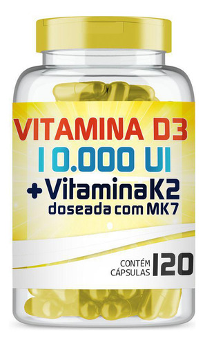 Vitamina D3 10.000ui + Vitamina K2 150mcg Com 120 Cápsulas
