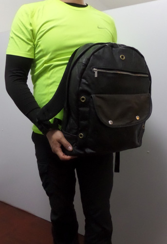 7k Mochila De Cuero Natural Grande Porta Laptop No Sintetico