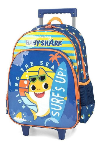 Mochila Baby Shark Family Infantil Rodinhas 16 Xeryus 9030 Cor Laranja