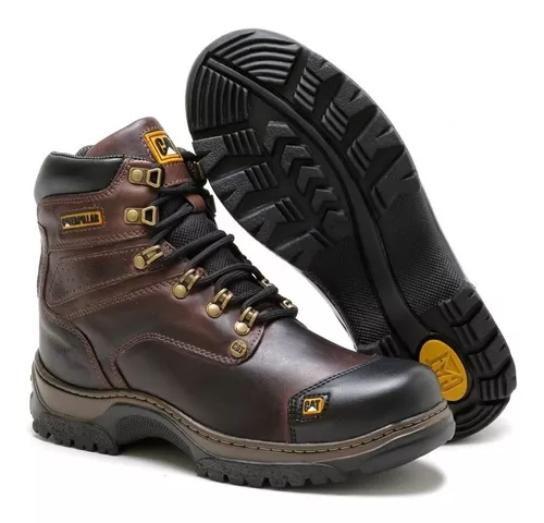 Bota Cat Masculina Impermeável Palmilha Gel Couro Legitimo