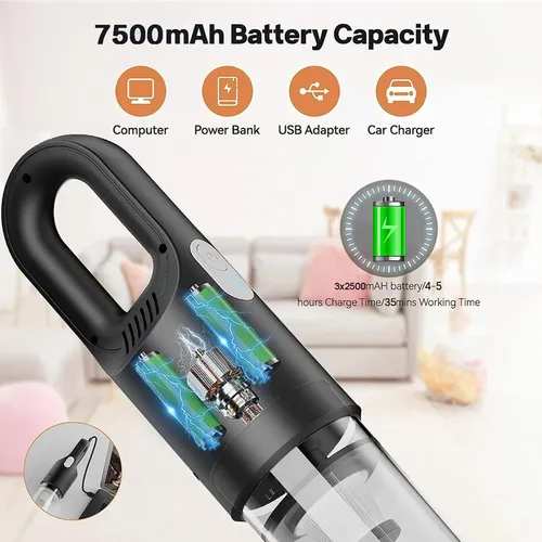 Aspiradora Multifuncion 3 En 1 Para Auto O Casa Recargable Negro