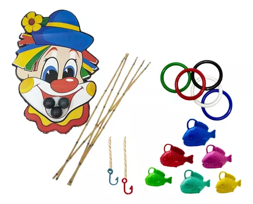 Kit jogos festa junina palhaço bocão pescaria E argolas caipira arraia em  Promoção na Americanas