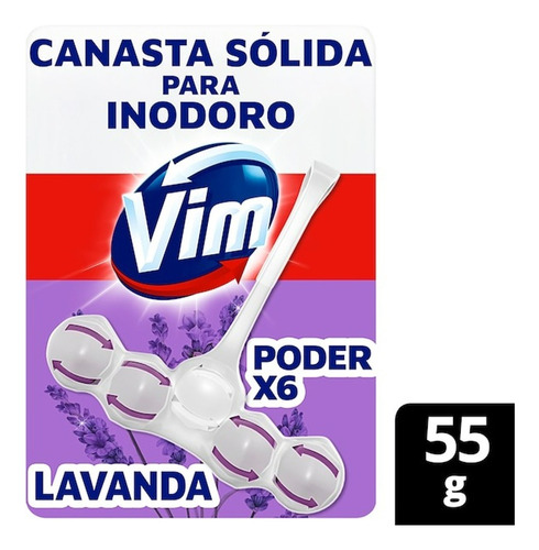 Vim Canasta Solida Inodoro Poder X6 Aroma Lavanda 55 Gr