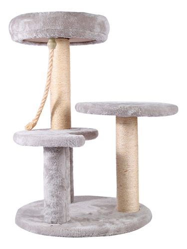 Gimnasio Rascador Torre Para Gato Refugio 3 Color Gris Claro