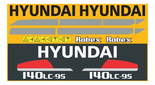 Kit Adesivo Escavadeira Hyundai 140 Lc95 140lc95 Completo Mk