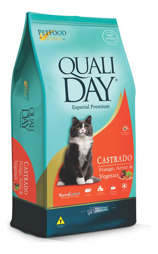 Ração Qualiday Gatos Adultos Castrados Frango 10,1kg