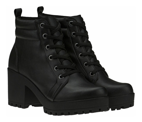 Bota Coturno Feminino Salto Médio Tratorado Macio Promoção