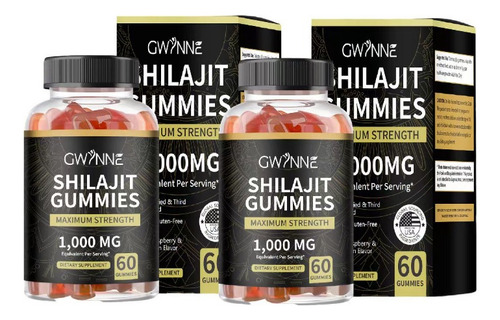 Gwynne Gomitas De Shilajit 120 Unidades Sabor A Frambuesa Y Sandía 2pcs