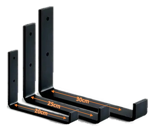 3 Mensulas De Estante Repisa De 30cm Largo Acero