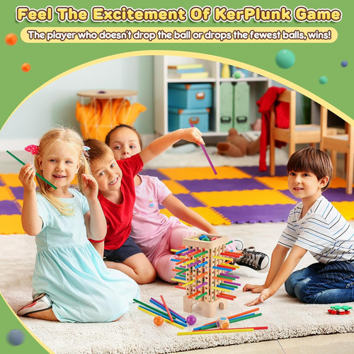 Juego Montessori Juego De Mesa De Madera, 42 Palos De Madera