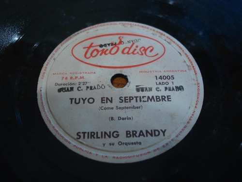 Pasta Stirling Brandy Y Su Orquesta Tonodisc 14005 C58