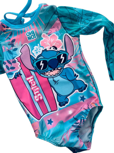 Traje De Baño Con Mangas De Stich Verde Claro 4