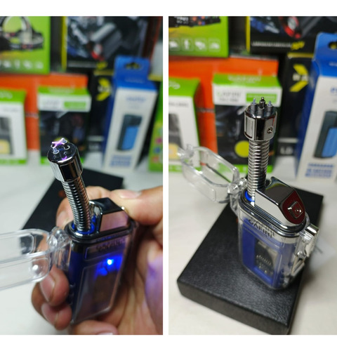 Linterna Recargable Con Encendedor Flexible Luz Potente Blanco Azul