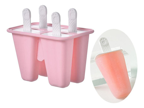 Moldes De Silicona Para Helado, Barra De Jugo, 4 Celdas Rosa