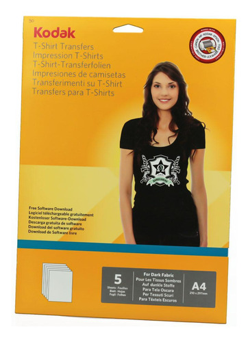Papel Transfer Para Camiseta Escura - 5 Folhas - Kodak