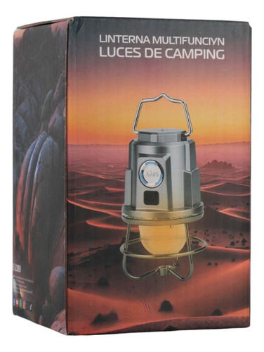Mazoom E-2389 Luz De Ambiente Portátil Para Camping Retro Carga Tipo-c Tres Modos De Luz Con Gancho Metálico Con Soporte Ipx4 Impermeable Usb Carga Inversa
