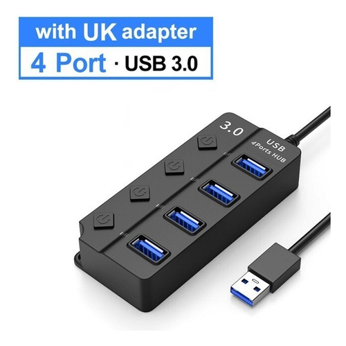 Hub Splitter Usb 3.0 A 4x Usb 3.0 Windows Mac Indicador Led