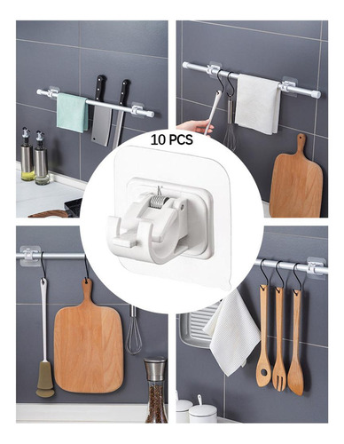 Soportes De Barra De Cortina Hardware Puertas Ganchos Blanco