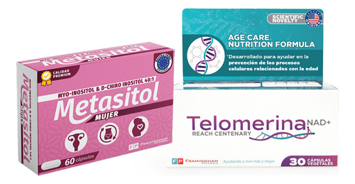 Kit Telomerina Nad+ 30 Cápsulas + Metasitol X 60 Cápsulas