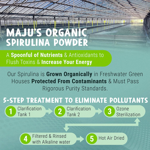 Spirulina Em Pó Maju Superfoods, Sem Microcistina, 100% Vega