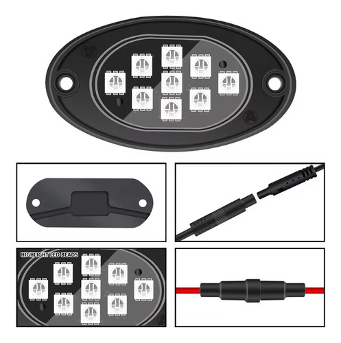 Kit Iluminação Led Roda Chassi Rgb Bluetooth Utv Jeep Pickur