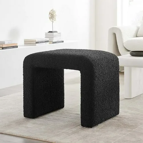 Taburete Simba De 24 En Tela Bouclé, Negro