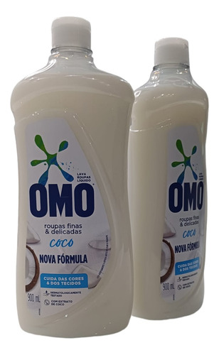 Kit 2 Lava-roupas Finas E Delicadas Coco Sabão Omo 900ml
