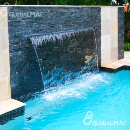 Cascata Piscina 200cm Embutir Fibra Bico Aço Inox 2 Metros