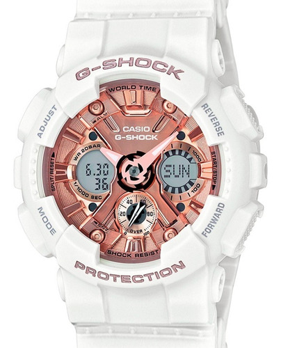 Relógio Casio Feminino  G-shock Branco/rosa Gma-s120mf-7a2dr