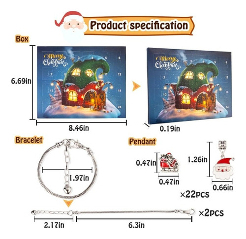 Set De Bisutería, Regalos De Navidad, 2 Pulseras Infantiles