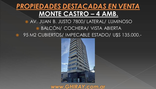 Imagen 2 de 21 de 4 Amb. Monte Castro, Av. Juan B. Justo 7800. Lateral Muy Lum
