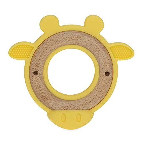 Natural Wood Teether With Soft Silicone, Minimalist Des...