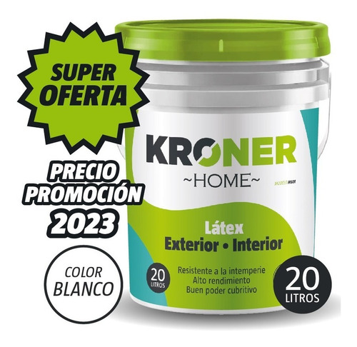 Pintura Exterior Interior 20 L Látex Kroner Home Oferta