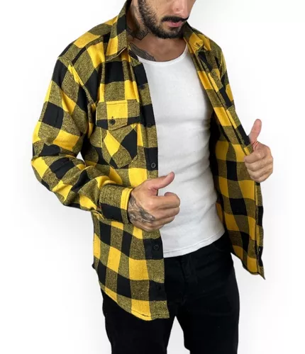 Camisa Xadrez Milhawk Flanela Amarelo E Preto