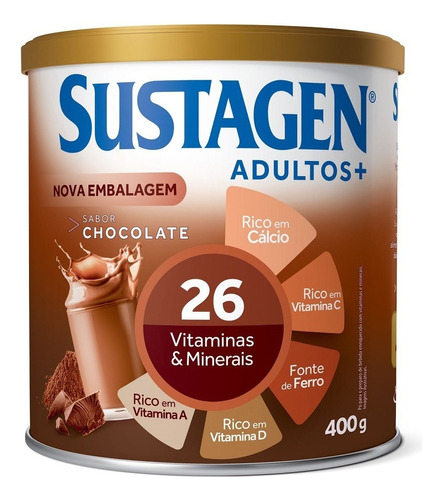 Complemento Alimentar Adultos+ Chocolate Lata 400g Sustagen