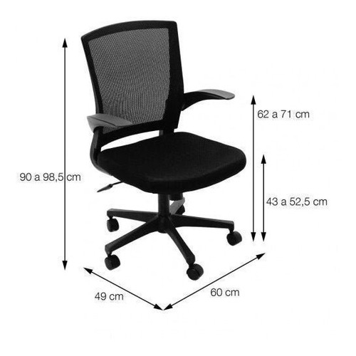 Cadeira Office Em Tela Com Rodízio 3314 Or Design Ee Cor Preto Material do estofamento Náilon