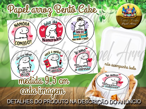 Imagem 1 de 1 de Papel Arroz Bento Cake 9,5 Cm Dia Flork Mini Bolo Namorados