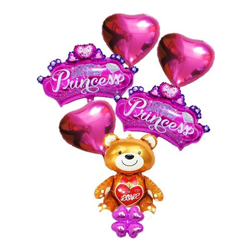 Set Globo Metalico Teddy Princess