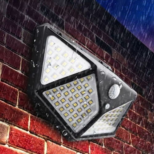 Imagem 7 de 9 de Luminária Solar Parede 100 Led Sensor Presença Prova D'água