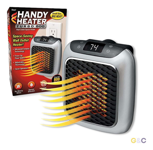 / Mini Calentador Turbo 800w Pared Compacto Termostato
