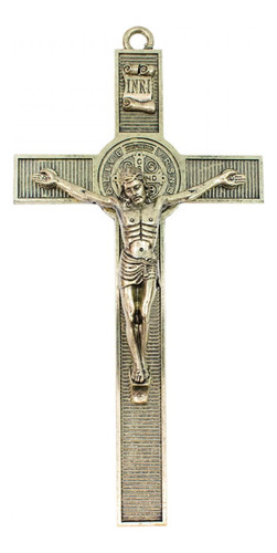 Crucifixo De Parede Enfeite Dourado De Metal 30x15 Cm